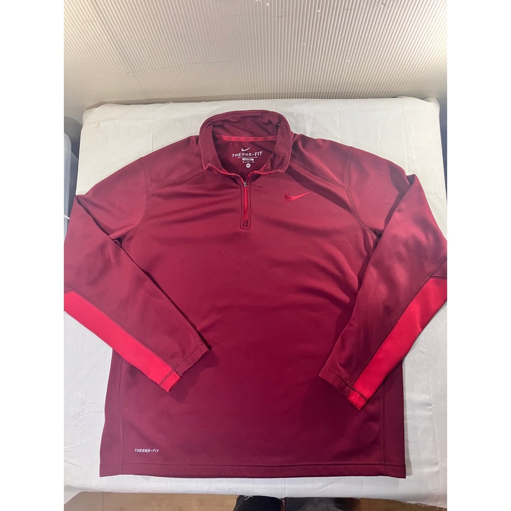 Nike Therma Fit Quarter Zip Pullover Sweatshirt Men's XL Red Long Sleeve